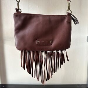 Lucky Brand Dark Brown Fringe Crossbody Bag